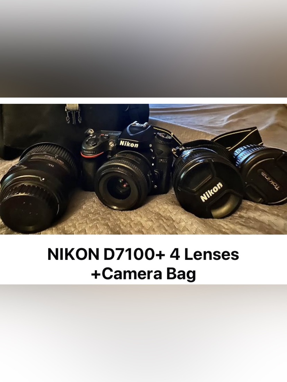 Nikon Black DSLR Camera Body with Three Black Interchangeable Lenses